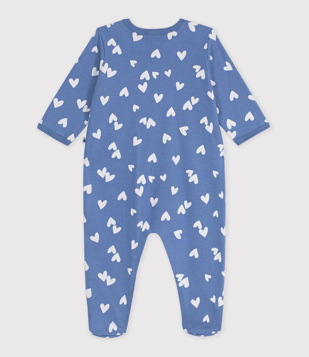Babies' heart-print fleece pyjamas blue/white