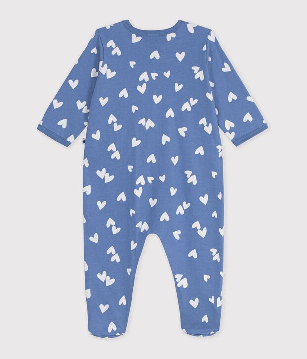 Babies' heart-print fleece pyjamas blue/white