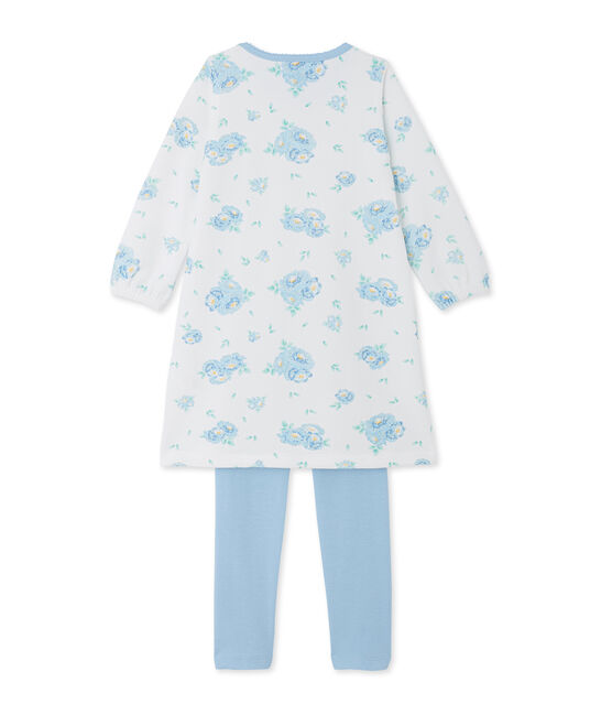 Girls' nightdress in print velour and coordinating leggings LAIT white/BLEU blue/MULTICO