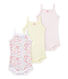 Set of 3 baby girls' bodysuits with straps.