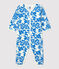Babies' Footless Botanic Print Cotton Sleepsuit MARSHMALLOW white/BRASIER blue