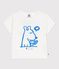 Babies' short-sleeved cotton T-shirt with a dog motif white