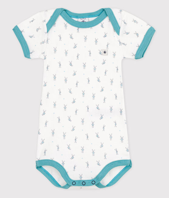 Babies' Short-Sleeved Bodysuit ECUME white/MULTICO white