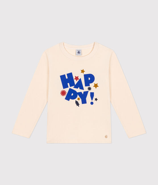 Boys' long-sleeved fine jersey T-shirt AVALANCHE Ecru