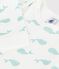 Babies' footless whale print cotton pyjamas MARSHMALLOW /SPRAY