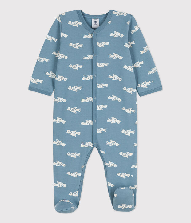 Babies' Fleece Sleepsuit blue/ecru