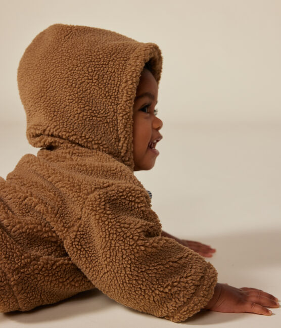 Babies' sherpa jacket with a hood BRINDILLE brown