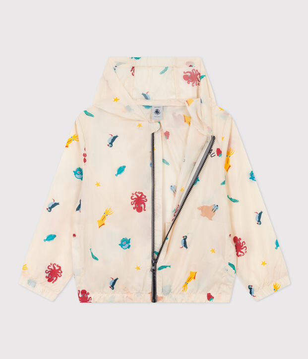 Children's Unisex Recycled Fabric Windbreaker Ecru/multicolor