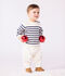 Babies' stripy wool and cotton sailor-style jumper blue/blue