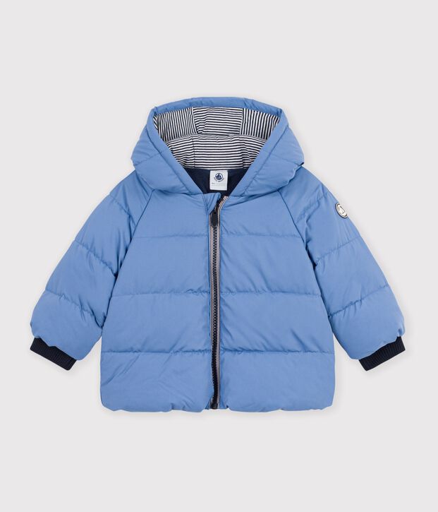 Babies' puffer jacket in plain polyester blue
