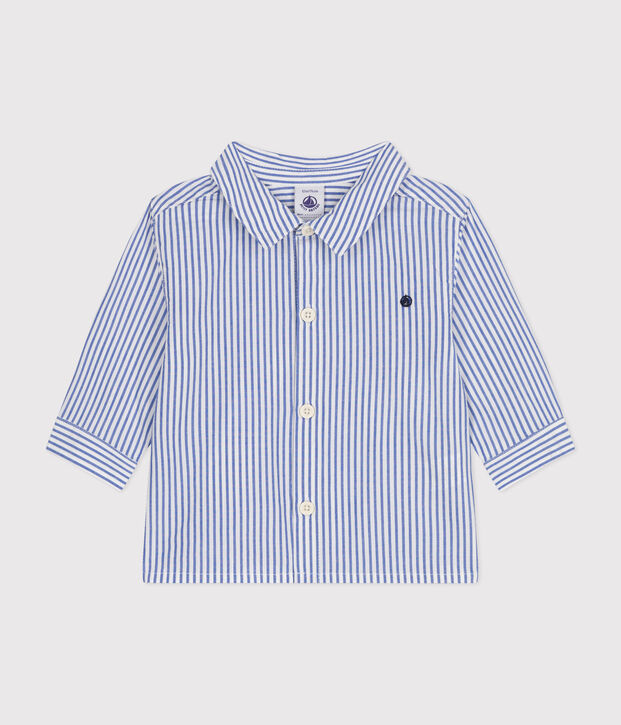 Babies' Striped Poplin Shirt blue/white