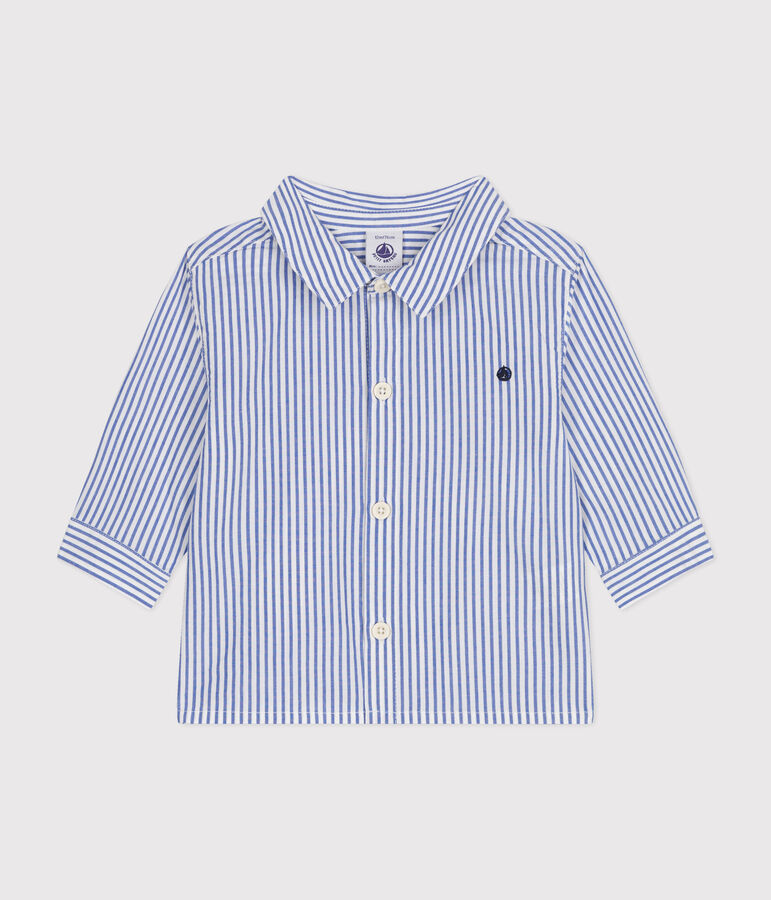 Babies' Striped Poplin Shirt blue/white
