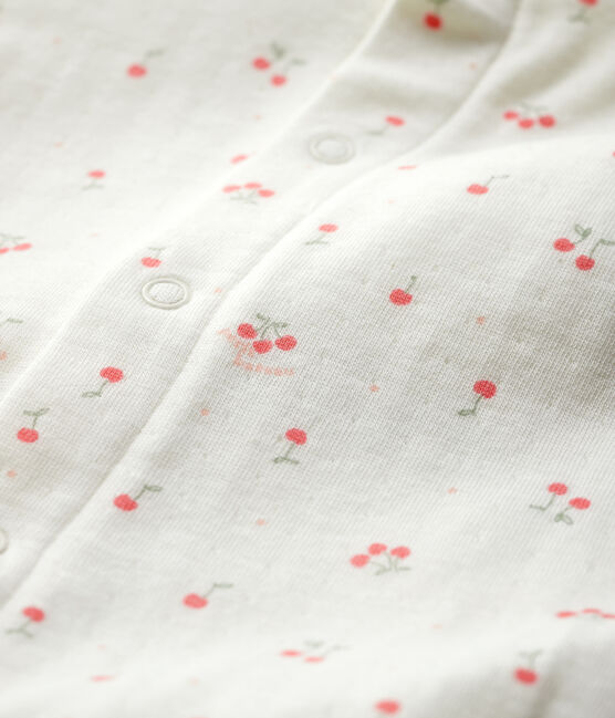 Babies' Cherry Pattern Organic Cotton Tube Knit Bodyjama MARSHMALLOW white/MULTICO white