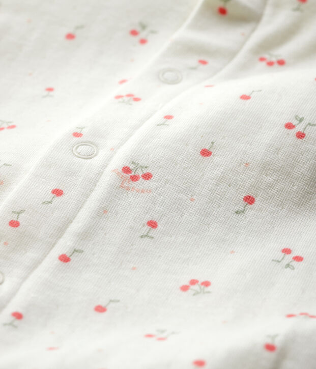 Babies' Cherry Pattern Organic Cotton Tube Knit Bodyjama white/multicolor