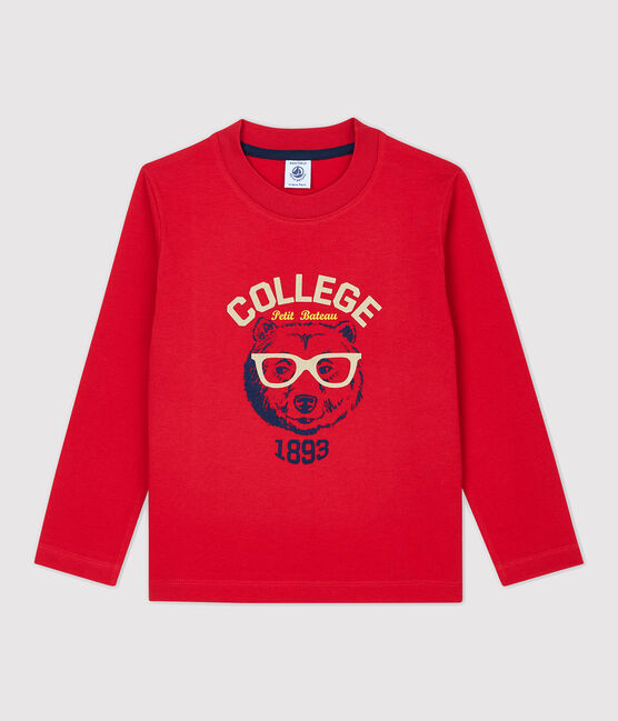 Boys' Long-Sleeved Cotton T-Shirt TERKUIT red