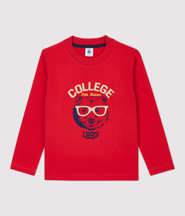Boys' Long-Sleeved Cotton T-Shirt red