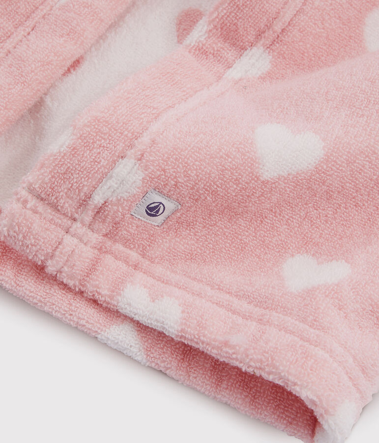 Babies' Heart Pattern Terry Bath Cape pink/white