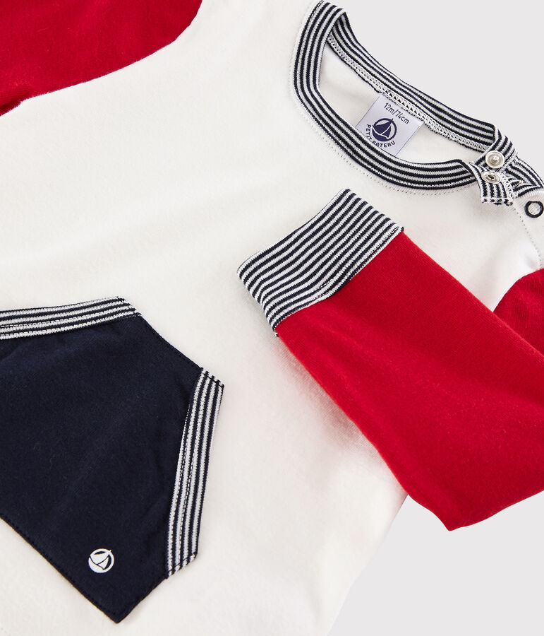 Baby boy's colourblock t-shirt MARSHMALLOW white/TERKUIT red