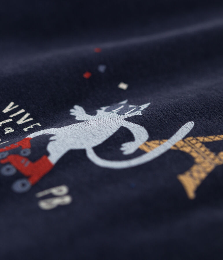 Babies' Paris Themed Velour Sleepsuit blue