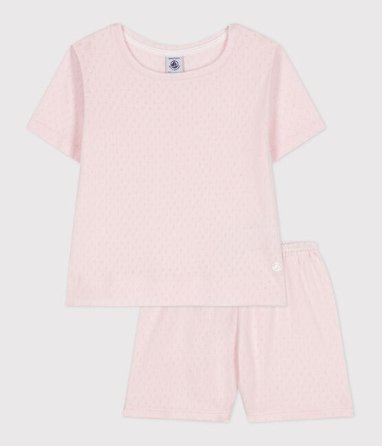 Children's short cotton pyjamas FLEUR pink