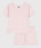 Children's short cotton pyjamas FLEUR pink