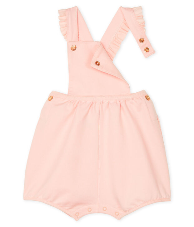 Baby Girls' Short Fleece Dungarees pink