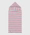 Babies' stripy printed terry towelling bath cape MARSHMALLOW white/MULTICO white