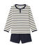 Teenage boys' three-piece pyjama set COQUILLE beige/SMOKING blue