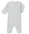 Baby boy's footless sleepsuit POUSSIERE grey/MARSHMALLOW white