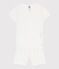 Girls' Spotted Cotton Short Pyjamas MARSHMALLOW /BOB