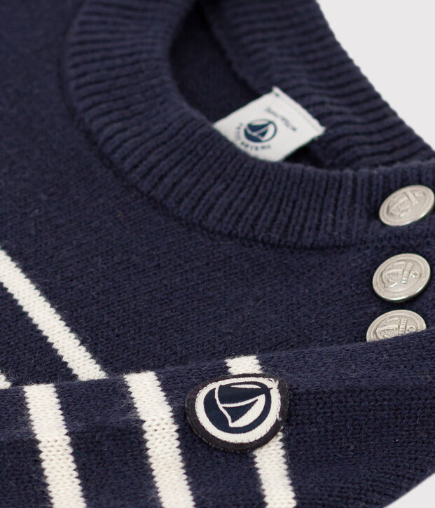 Unisex Children's Wool/Cotton Jumper blue/white
