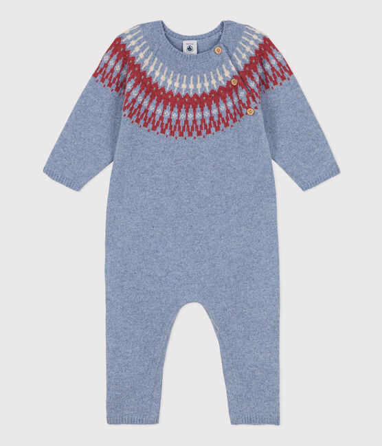 Babies' Patterned Knit Wool/Cotton Jumpsuit ROVER /MULTICO
