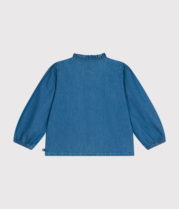 Little girls' long-sleeved denim blouse blue