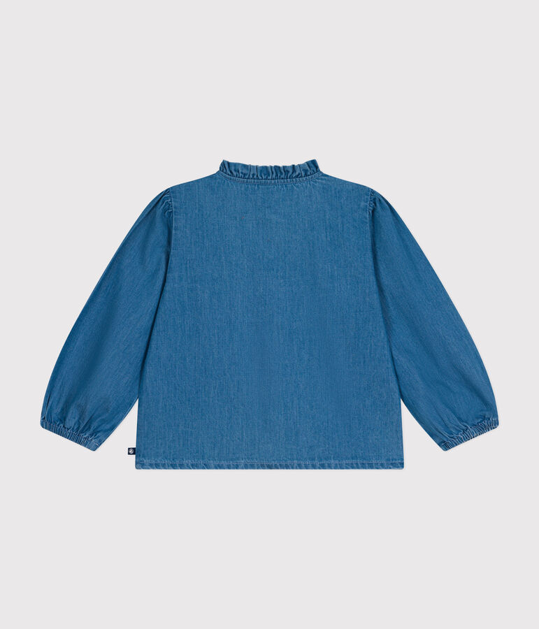 Little girls' long-sleeved denim blouse DENIM CLAIR blue