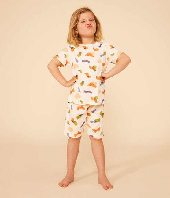 Children's Short Cotton Print Pyjamas AVALANCHE white/MULTICO