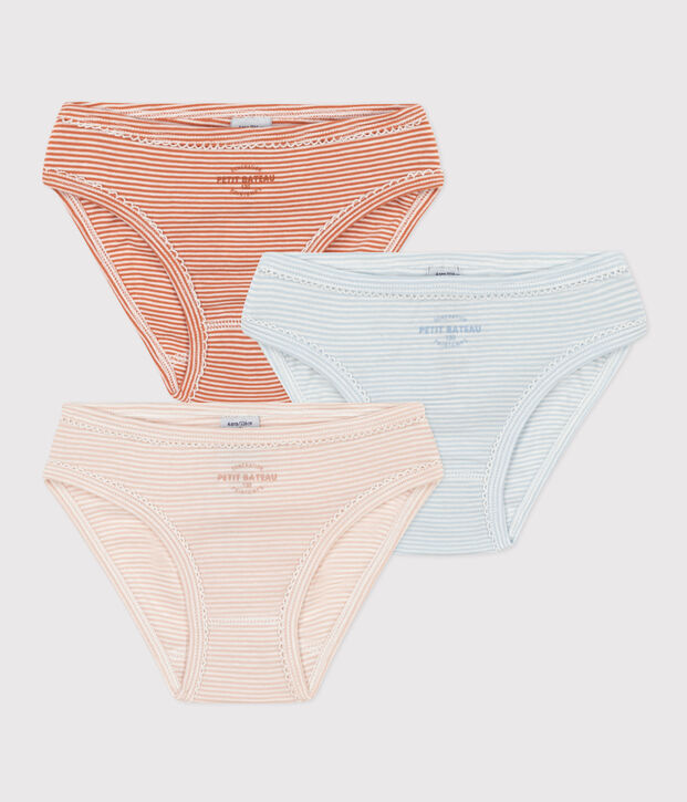 Girls' Pinstriped Cotton Briefs - 3-Pack multicolor
