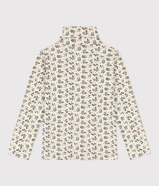 Girls' Floral Print Cotton Polo Neck AVALANCHE+VALLEE white/MULTICO