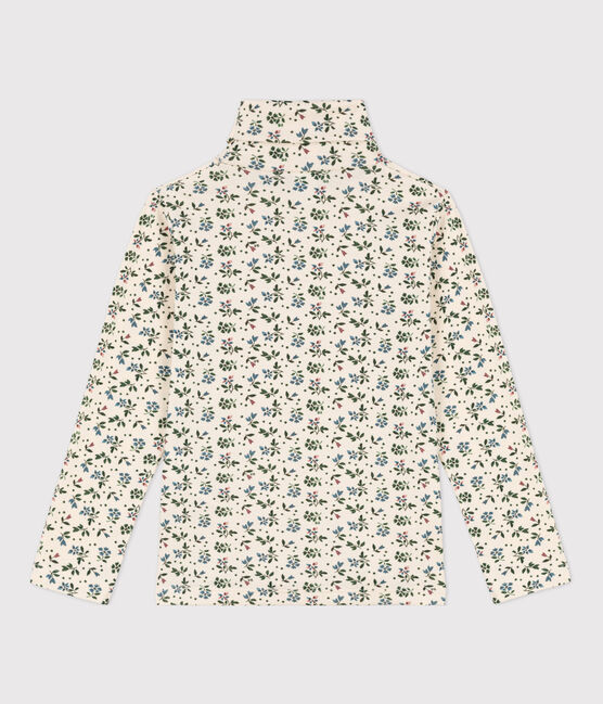 Girls' Floral Print Cotton Polo Neck AVALANCHE+VALLEE white/MULTICO