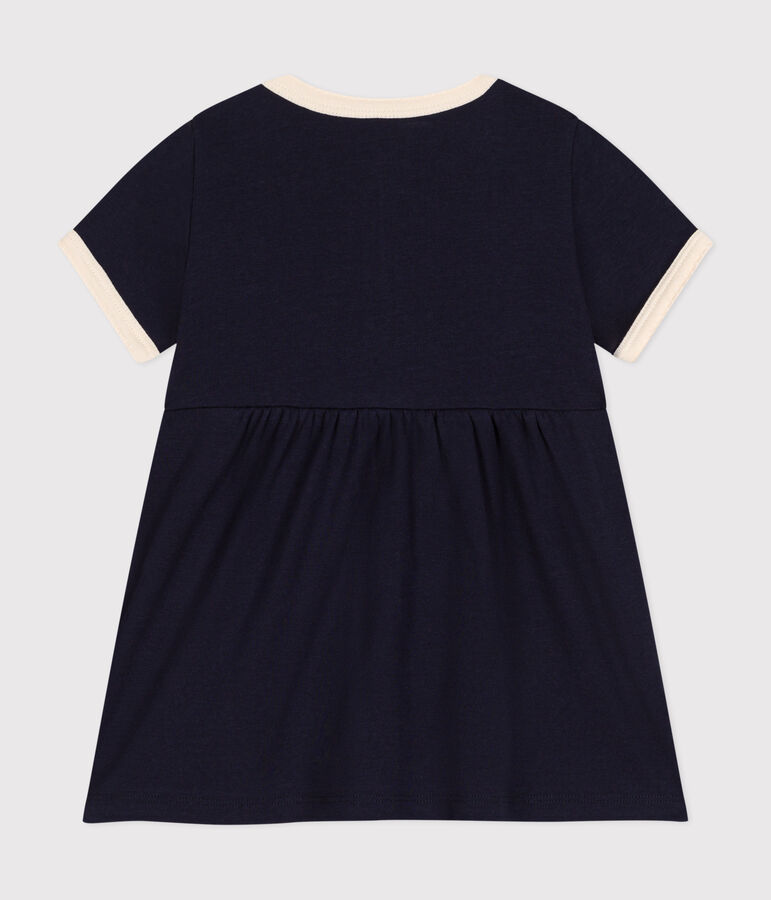Babies' cotton short-sleeved dress blue