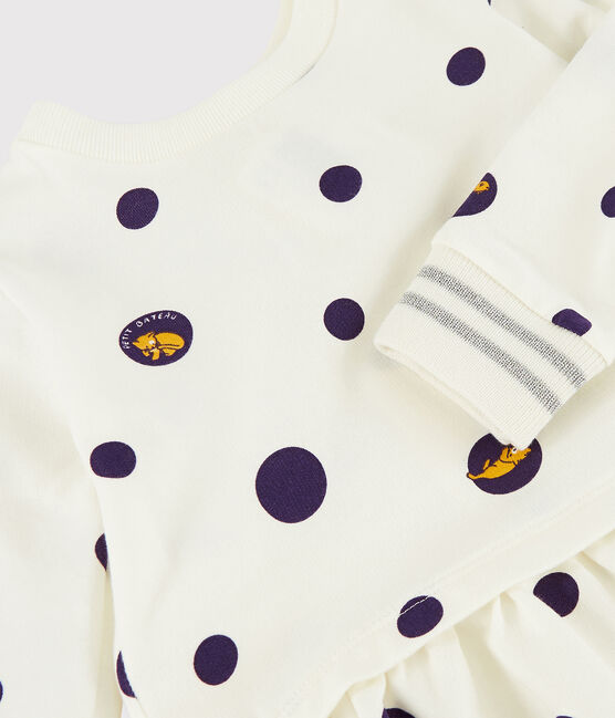 Baby girl's long-sleeved dress MARSHMALLOW white/MULTICO white