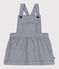 Babies' stripy cotton pinafore dress MEDIEVAL blue/MARSHMALLOW white