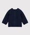 Baby Girls' Wool/Cotton Knit Cardigan SMOKING blue/MULTICO white