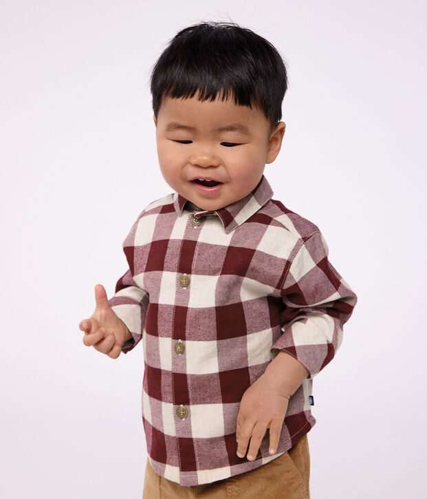 Babies' checked flannel shirt brown/beige