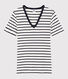 Women's Iconic V-Neck Striped Cotton T-Shirt