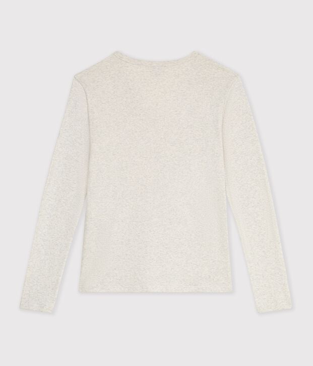 Women's long sleeved plain cotton T-shirt MONTELIMAR CHINE