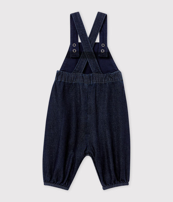 Baby girl's soft denim dungarees DENIM BLEU FONCE blue