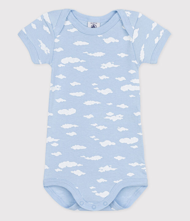 Babies' Short-Sleeved Bodysuit blue/white