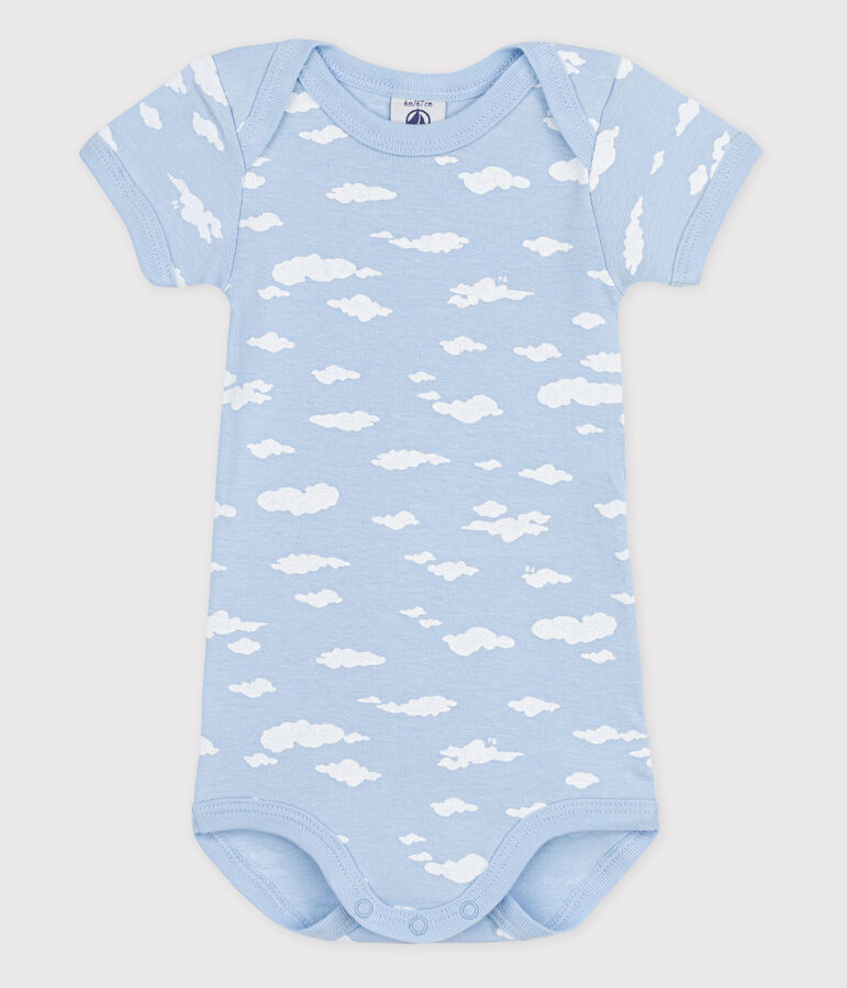 Babies' Short-Sleeved Bodysuit blue/white