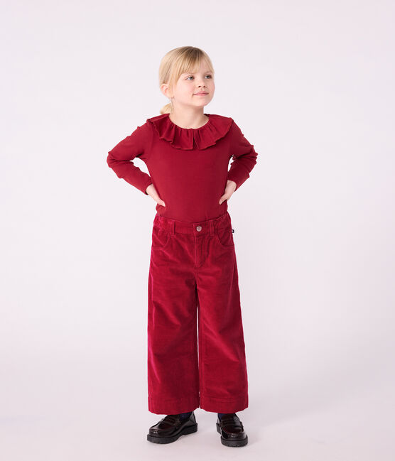 Children's long-sleeved plain cotton T-shirt AMARANTE