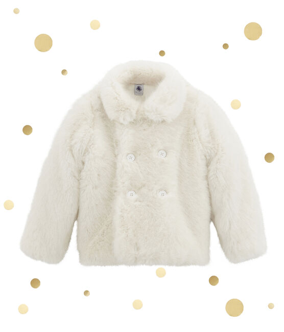Girl's fake fur coat MARSHMALLOW white